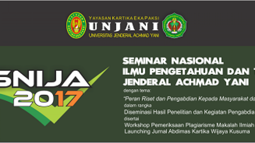 Seminar Nasional Ilmu Pengetahuan dan Teknologi Universitas Jenderal Achmad Yani (SNIJA) 2017