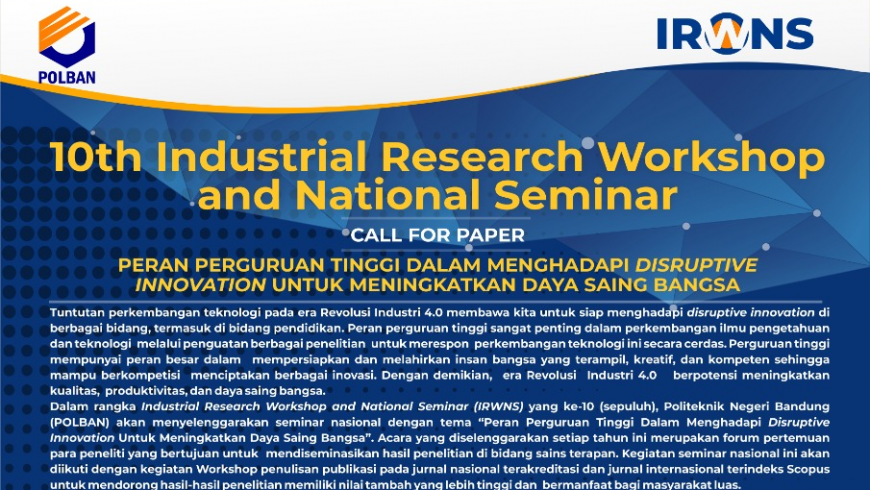 POLBAN : 10th Industrial Research Workshop and National Seminar (IRWNS) 2019