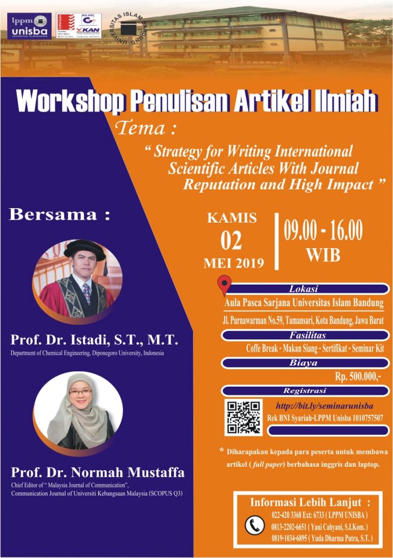 Workshop Penulisan Artikel Ilmiah “Strategy For Writing International ...