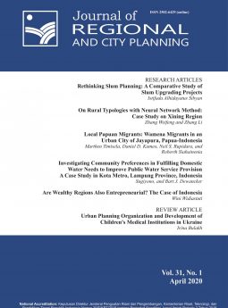 Cover Journal of Regional and City Planning