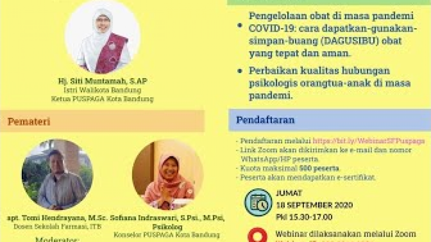 [WEBINAR ITB] Pengelolaan Obat dan Perbaikan Kualitas Hubungan Psikologis Orangtua-Anak di Masa Covid-19